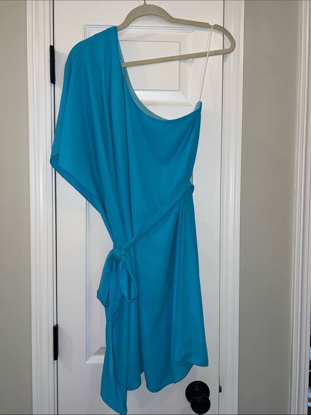 Show Me Your MuMu Trish dress Blue One-Shoulder Tie-Waist size medium